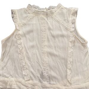 Lace Trim Sleeveless Blouse